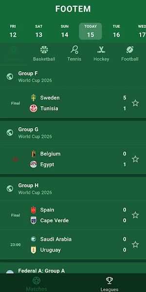 Footem: Live Sports Scores Screenshot 2