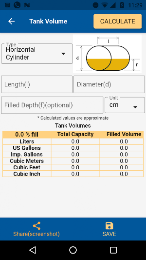 Tank Volume Calc Screenshot 1