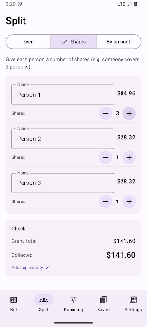 SplitMate — Tip & Bill Split Screenshot 1