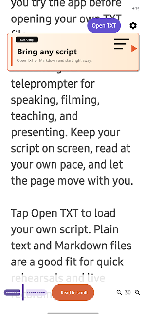 Cue Along - Read to Scroll Screenshot 3