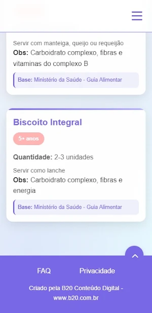 Guia de Alimentação do Bebê Screenshot 2