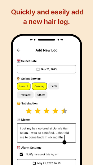 HairLog – Hair Log & Reminder Screenshot 2