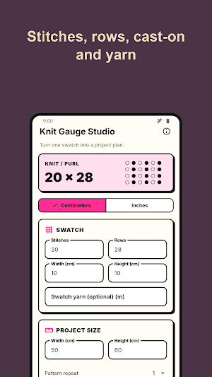 Knitting Gauge Calculator Screenshot 1