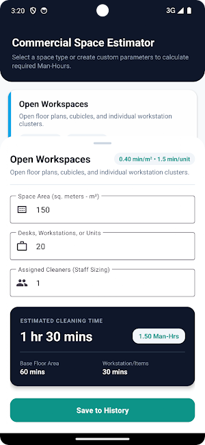 Cleaning Time Estimator Screenshot 1