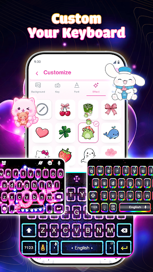Neon Love Theme: Font Keyboard Screenshot 1