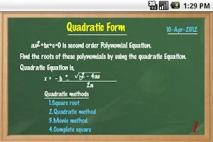 Basic Quadratic Equation Screenshot 1