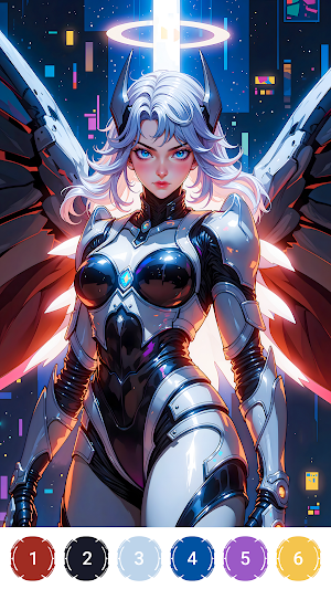 Cyber Anime Color by Numbers Screenshot 3
