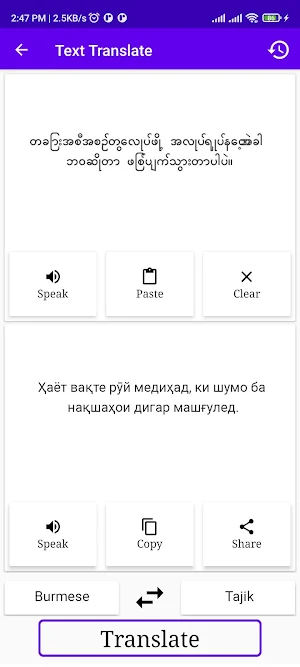 Burmese To Tajik Translator Screenshot 0