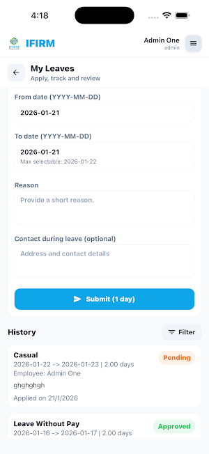 IFIRM Connect Screenshot 1