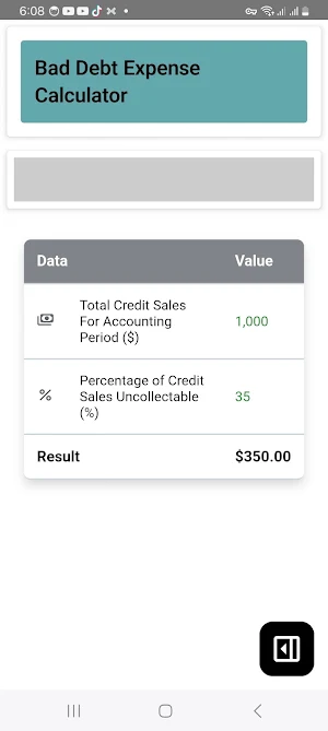 Bad Debt Expense Calculator Screenshot 3