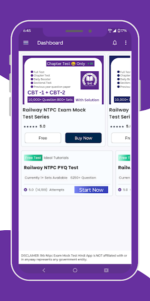 Rrb Ntpc Exam Mock Test Hindi Screenshot 1