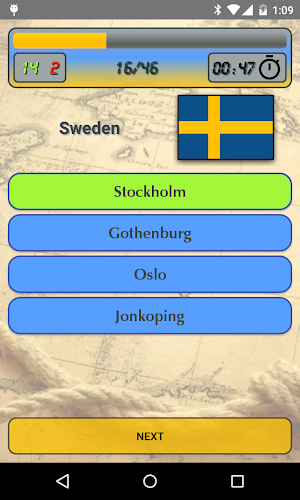 World Capitals (Quiz). Educational game. Screenshot 1