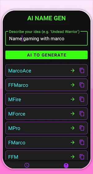 Nickfinder names for ff fire Screenshot 2