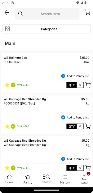 Fresh Cut Vege Ordering Screenshot 1
