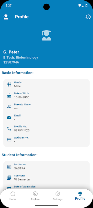 Sastra Student Portal Screenshot 3