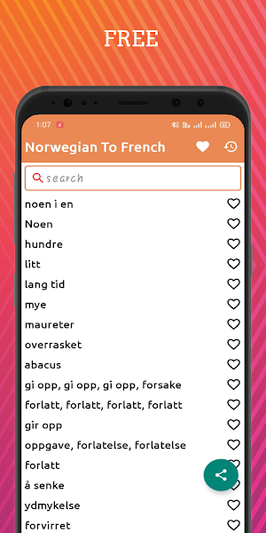 Norwegian To French Dictionary Screenshot 0