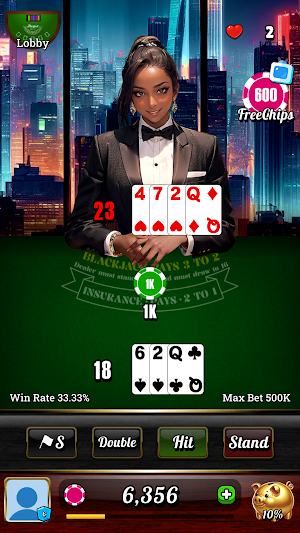 Blackjack 21 - Dealer Queens Screenshot 2