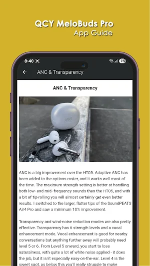 QCY MeloBuds Pro App Guide Screenshot 1