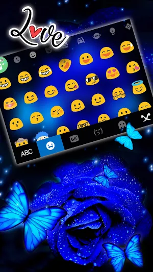 Rose Blue Butterfly Keyboard Background Screenshot 2