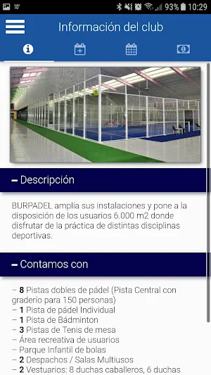 Burpadel Reservas Screenshot 0