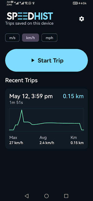 SpeedHist: GPS Speed Tracker Screenshot 2
