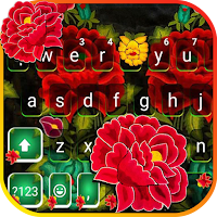 Red Mexican Flowers Keyboard Background