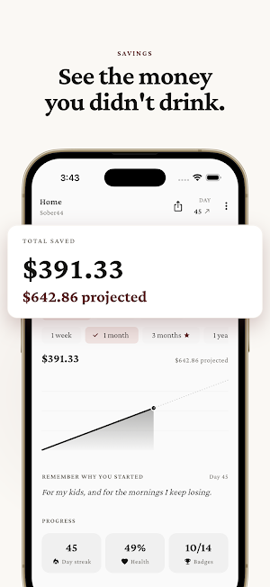 Alcohol Free Tracker - Sober44 Screenshot 2