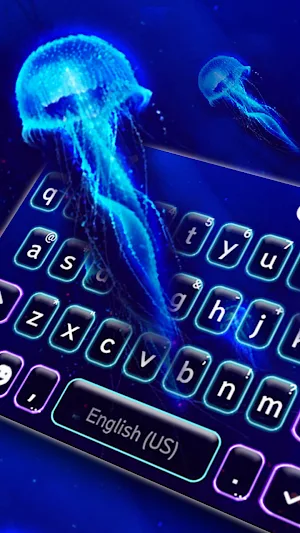 Neon Blue Jellyfish Keyboard B Screenshot 1