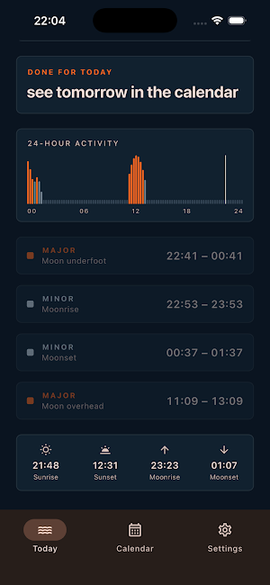 Biteline Solunar Fishing Times Screenshot 1