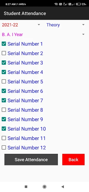 Teachers Attendance Register Screenshot 1
