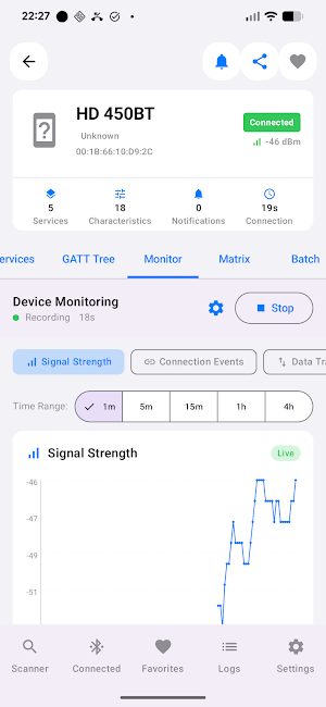BLE UScope Screenshot 1