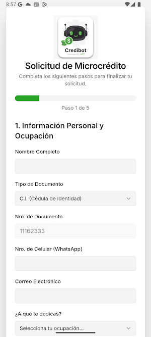 CréditoBot: Préstamos Rápidos Screenshot 1