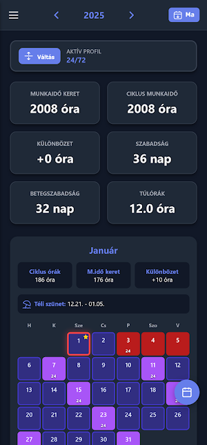 Munkaidő Naptár Screenshot 1