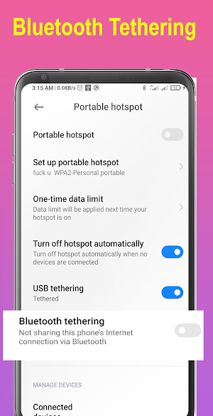 bluetooth Hotspot and tethering Screenshot 1