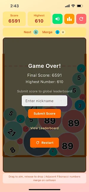 Fibonacci Ball Puzzle Game Screenshot 2
