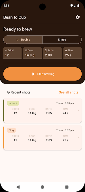 Bean to Cup: Espresso Timer Screenshot 1