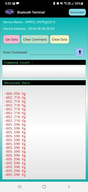 CAL-ON Bluetooth Application Screenshot 2
