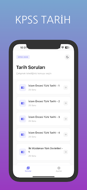 KPSS Tarih Soruları 2026 Screenshot 2