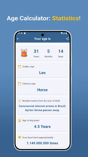 Age Calculator: Statistics Screenshot 1