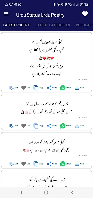 Urdu Shayari Urdu Status Screenshot 0