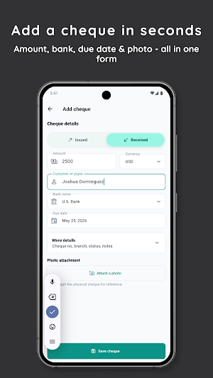 ChequeVault - Cheque Manager Screenshot 2