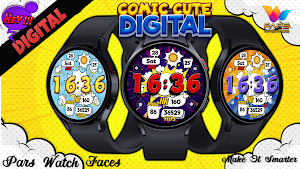 Comic Cute Digital Watch Face Screenshot 1