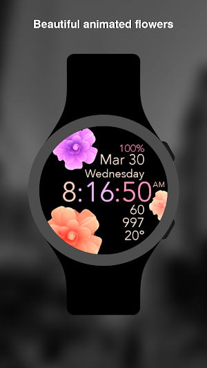 Animated Flowers Watch Face Screenshot 2