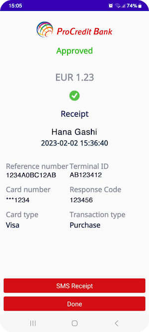 ProCredit Bank mPOS Screenshot 2