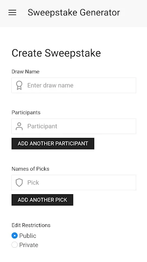Sweepstake Generator Screenshot 1