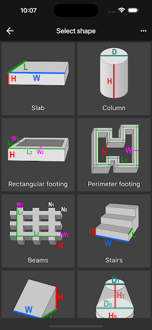 Concrete Estimator/Calculator Screenshot 2