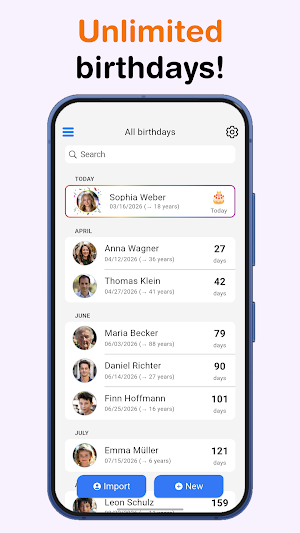 Birthday Calendar Reminder Screenshot 1