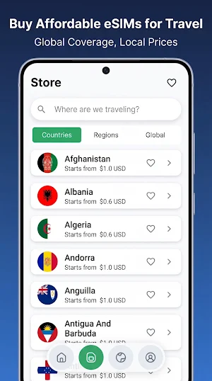 Simnity: eSIM Travel Data Plan Screenshot 1