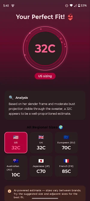 Bra Size Calculator AI Screenshot 1