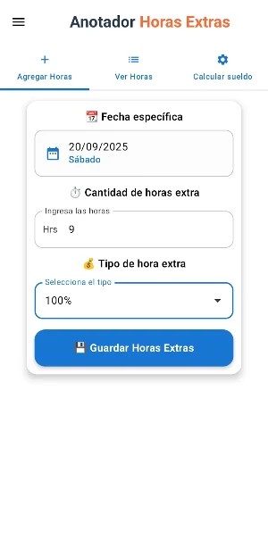 Registro de Horas Extras Screenshot 0